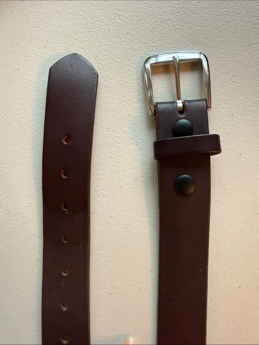 Boston Leather Men's Dark Brown Leather Belt with Silver Buckle